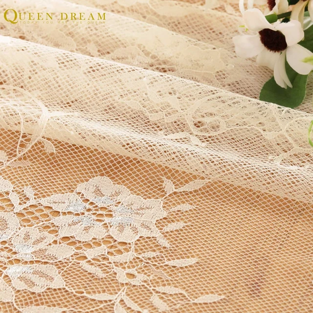 Alt view image 6 of 7 - Ivory Lace Tablecloth 60x120 Inch Wedding Rectangular Table Cloth Overlay | Vintage Embroidered Lace Fabric for Rustic Fall Tea Party Reception Home Decoraiton, Scalloped Edge, Soft Reusable Fabric
