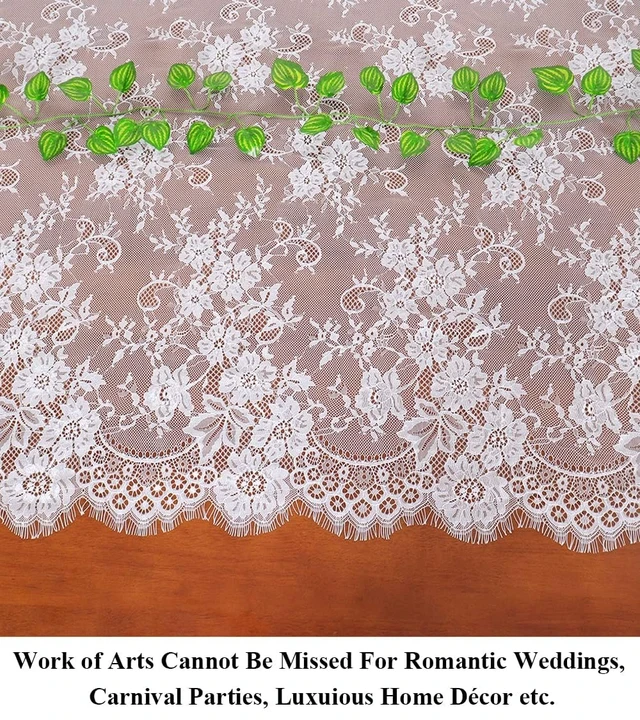 Alt view image 5 of 6 - White Lace Tablecloth Rectangular 60x120 Inch Sheer Wedding Party Decor | Vintage Boho Embroidered Floral Lace Table Cloth, Oblong Sheer Tulle for Rustic Wedding, Birthday Party Holiday Table Decor