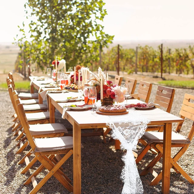 Alt view image 3 of 6 - 12 Pack White Lace Table Runner 14 x 120 Inch Rustic Table Runner | Vintage Lace Tablecloth with Rose Embroidered Floral for Boho Wedding Party Decor for Summer Fall Kitchen Bridal Baby Shower