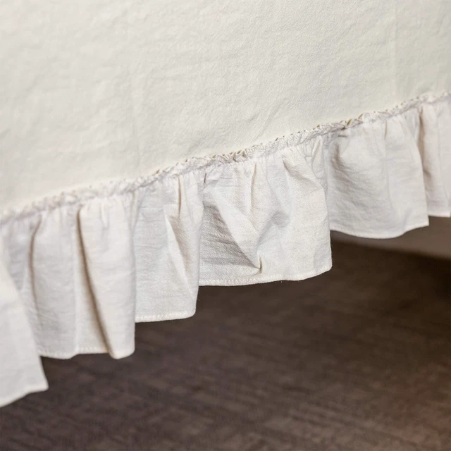 Alt view image 4 of 5 - Retro Farmhouse Ruffle Tablecloth Cotton Flounces Trim Washable Table Cover Tablecloths for Rectangle Table Baby Shower Kitchen Party Wedding Decor, 52''x70''