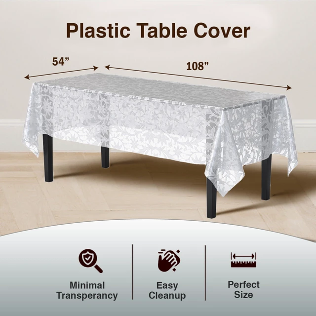 Alt view image 2 of 6 - White Lace Rectangle Tablecloth 54"X108" - 48 Pack | Plastic Lace Tablecloth, Disposable Table Covers Rectangle for Parties, Weddings, Holidays & Party Supplies