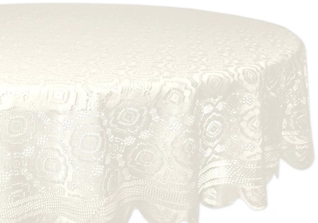 Main image of Home Essentials 100% Polyester, Machine Washable, Shabby Chic, Vintage Tablecloth or Overlay 63" Round, Vintage Lace Cream