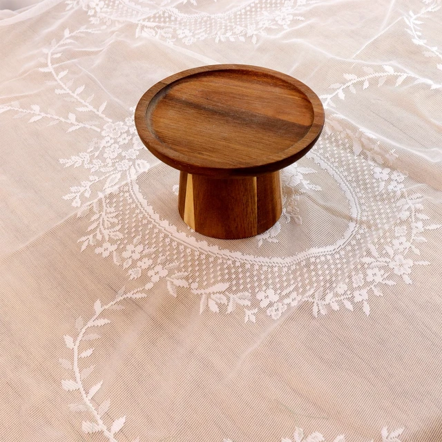 Alt view image 3 of 5 - White Lace Round Rustic Tablecloth