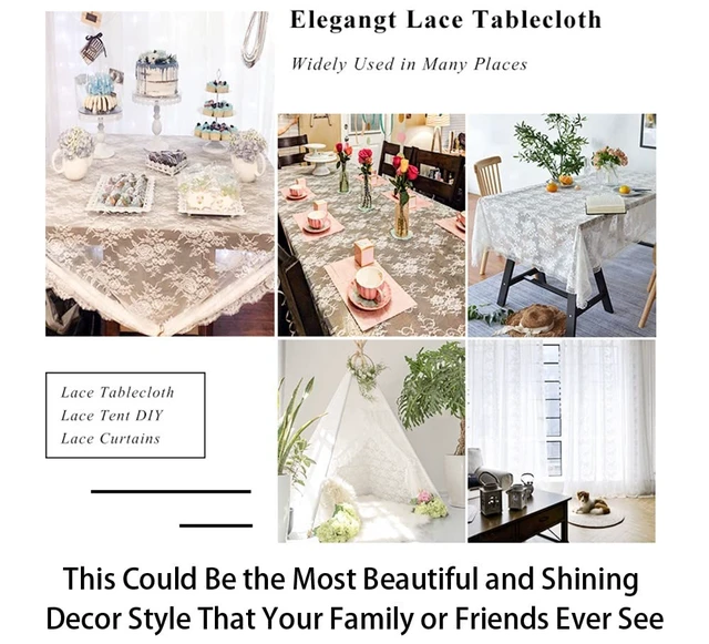 Alt view image 4 of 7 - Lace Tablecloth Rectangular 60x120-Inch White Lace Overlays | Rustic Table Cloth Runner Thanksgiving Tablecloth Floral White Lace Table Cloths for Wedding Decorations Picnic Table Cover