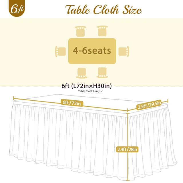 Alt view image 5 of 7 - Ivory Tulle Tablecloth for 6 Foot Rectangular Tables 6ft Ivory Table Cloth Rectangle Wrinkle Free Table Cover with Tutu Skirt for Wedding Birthday Party Bridal Shower Banquet