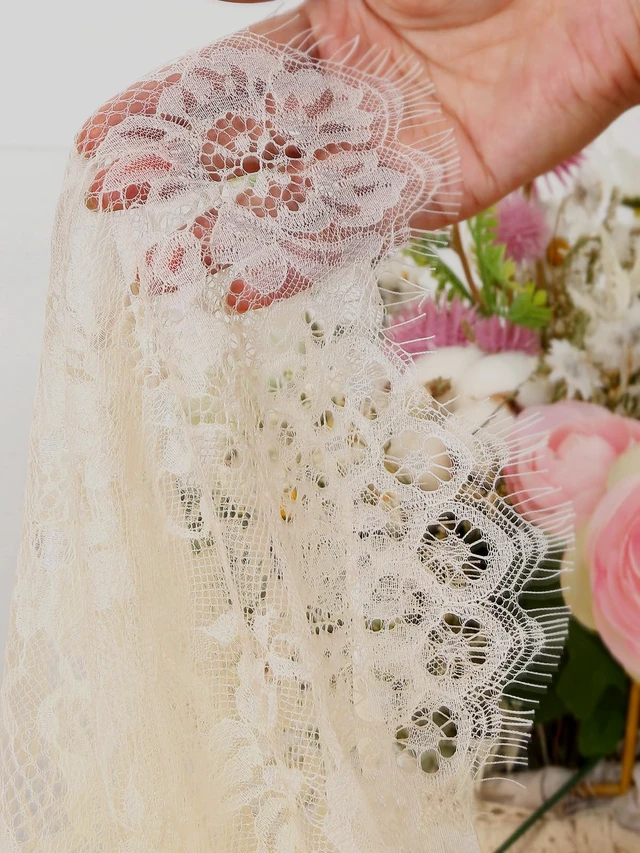 Alt view image 3 of 6 - Ivory Lace Tablecloth 60 X120 Inches Rectangle Vintage Embroidered | Bridal Wedding Tablecloths Sheer Overlay for Rustic Outdoor Party Reception Home Decor