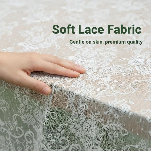 Alt view image 4 of 6 - White Lace Tablecloth, 120x60 Inch Rectangle Table Cloth, Vintage Embroidered Floral Lace Cover for Wedding Baby Shower Bridal Birthday Decor, French Rustic Farmhouse Kitchen Table Topper