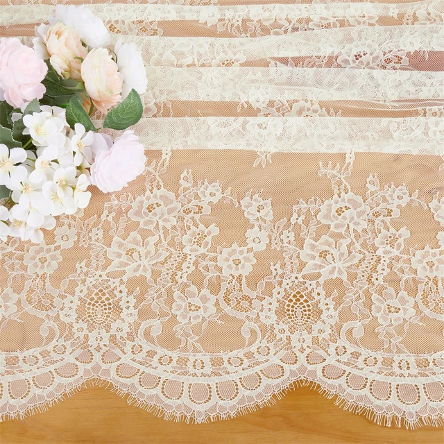 Alt view image 7 of 7 - Vintage Lace Tablecloth Rectangle 60x120 Inches Long Embroidered Ivory Table Cloths for Parties Wedding Reception Home Decorations