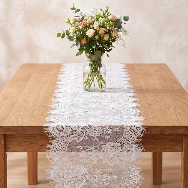 Main image of 2 Pcs Lace Table Cloths, White Lace Tablecloth for Dining Room Table