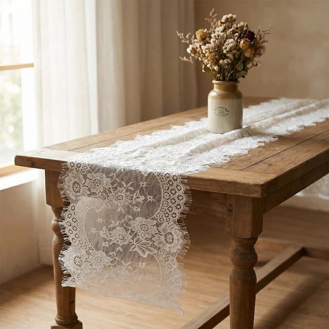Alt view image 6 of 7 - 2 Pcs Lace Table Cloths, White Lace Tablecloth for Dining Room Table