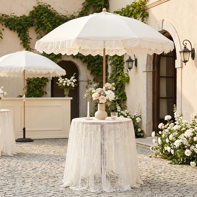 Alt view image 7 of 7 - Ivory Lace Tablecloth 60x120 Inches Classic Wedding Lace Tablecloths Overlay Party Table Cover for Bridal Shower Reception Table Decoration