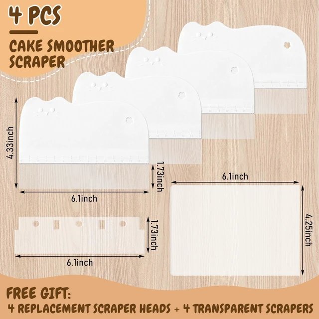 Alt view image 2 of 6 - 4 Pcs Cake Smoother Scraper Plastic Cake Scraper for Bread Pastry | Chef Bakery Decorating Supplies, Cute Kitchen DIY Essential Baking Utensil, Food-grade Materials
