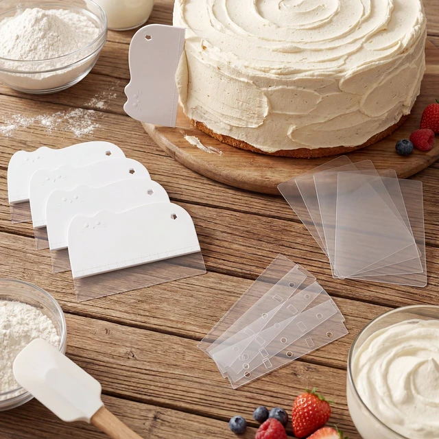 Alt view image 4 of 6 - 4 Pcs Cake Smoother Scraper Plastic Cake Scraper for Bread Pastry | Chef Bakery Decorating Supplies, Cute Kitchen DIY Essential Baking Utensil, Food-grade Materials