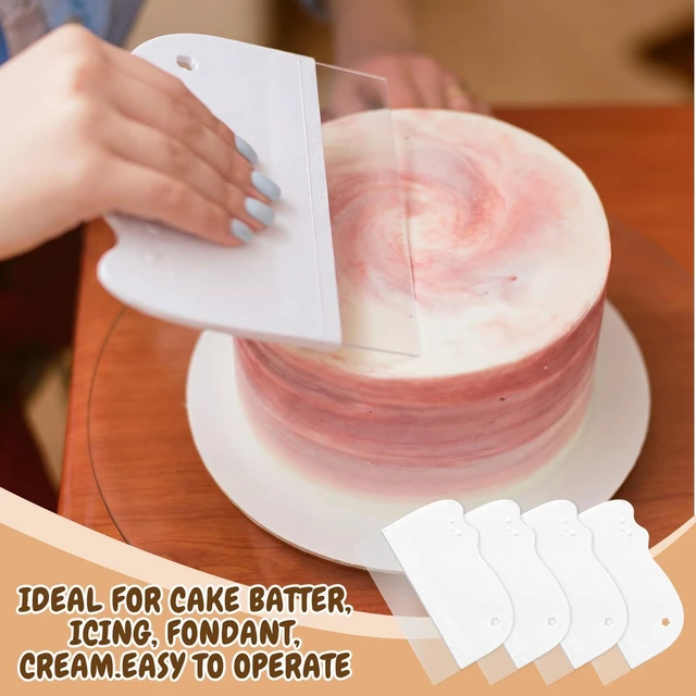 Alt view image 6 of 6 - 4 Pcs Cake Smoother Scraper Plastic Cake Scraper for Bread Pastry | Chef Bakery Decorating Supplies, Cute Kitchen DIY Essential Baking Utensil, Food-grade Materials
