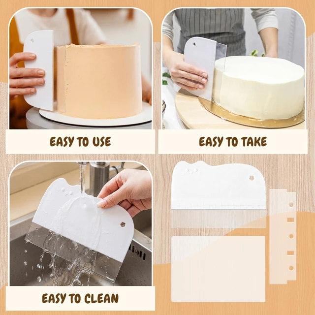 Alt view image 5 of 6 - 4 Pcs Cake Smoother Scraper Plastic Cake Scraper for Bread Pastry | Chef Bakery Decorating Supplies, Cute Kitchen DIY Essential Baking Utensil, Food-grade Materials