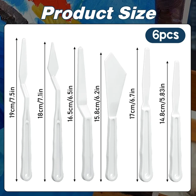 Alt view image 2 of 6 - 6Pcs Plastic Spatula Palette Knives, Palette Knife Set Thin and Flexible Art Knife Tools Pallet Knife for Acrylic Paint Painting Knife Mixing,Spreading,Scratching,Layering Colors,Watercolor Painting