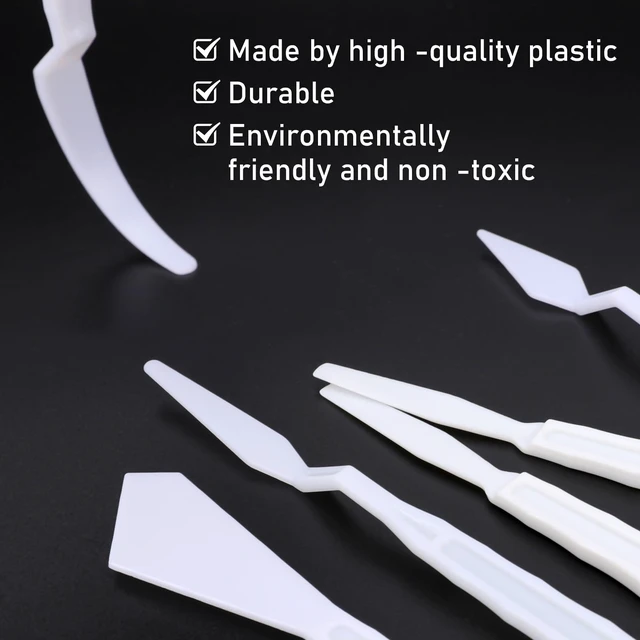 Alt view image 3 of 6 - 6Pcs Plastic Spatula Palette Knives, Palette Knife Set Thin and Flexible Art Knife Tools Pallet Knife for Acrylic Paint Painting Knife Mixing,Spreading,Scratching,Layering Colors,Watercolor Painting