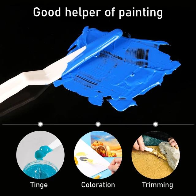 Alt view image 4 of 6 - 6Pcs Plastic Spatula Palette Knives, Palette Knife Set Thin and Flexible Art Knife Tools Pallet Knife for Acrylic Paint Painting Knife Mixing,Spreading,Scratching,Layering Colors,Watercolor Painting