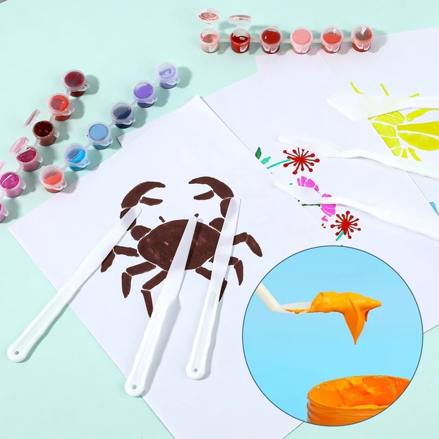 Alt view image 6 of 6 - 6Pcs Plastic Spatula Palette Knives, Palette Knife Set Thin and Flexible Art Knife Tools Pallet Knife for Acrylic Paint Painting Knife Mixing,Spreading,Scratching,Layering Colors,Watercolor Painting