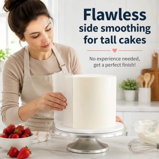 Alt view image 3 of 7 - 2Pc Clear Acrylic Cake Scraper, Cakes Icing Smoother Comb for Baking Butter | Works as cake smoother and comb tool, great for smoothing buttercream and creating textured finishes