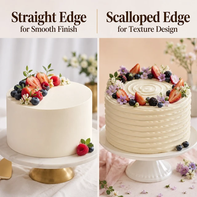 Alt view image 7 of 7 - 2Pc Clear Acrylic Cake Scraper, Cakes Icing Smoother Comb for Baking Butter | Works as cake smoother and comb tool, great for smoothing buttercream and creating textured finishes