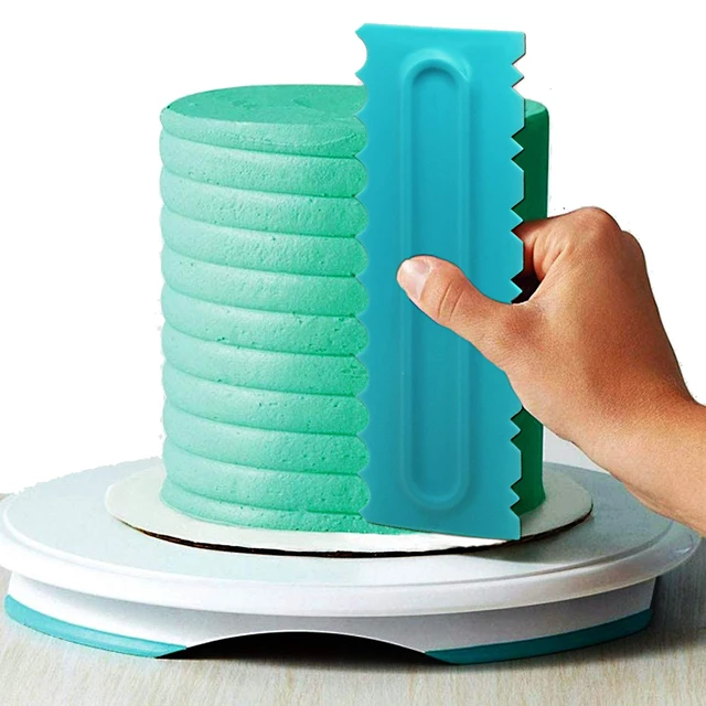 Alt view image 4 of 7 - Cake Scraper Polisher Set of 6 Pack Decorating Comb and Icing Smoother Mousse Butter Cream Cake Edge Tools, Plastic Sawtooth 12 Design Textures-Blue
