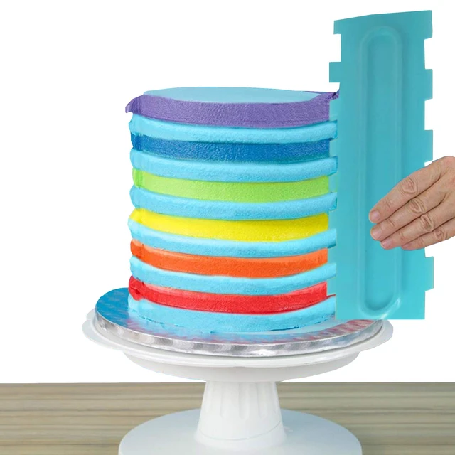 Alt view image 3 of 7 - Cake Scraper Polisher Set of 6 Pack Decorating Comb and Icing Smoother Mousse Butter Cream Cake Edge Tools, Plastic Sawtooth 12 Design Textures-Blue