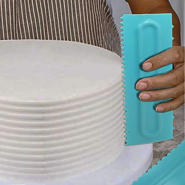 Alt view image 5 of 7 - Cake Scraper Polisher Set of 6 Pack Decorating Comb and Icing Smoother Mousse Butter Cream Cake Edge Tools, Plastic Sawtooth 12 Design Textures-Blue