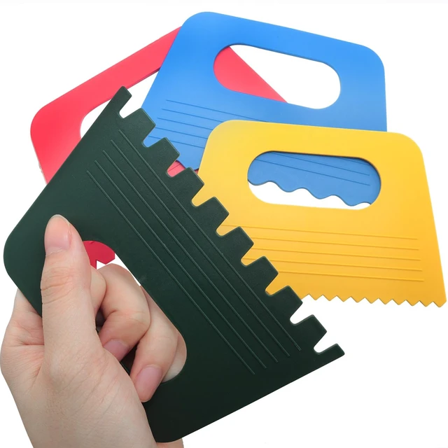 Alt view image 2 of 5 - 7PCS Plastic Thickened Palette Knife Pigment Scraper Set - Four Color Artistic Tool