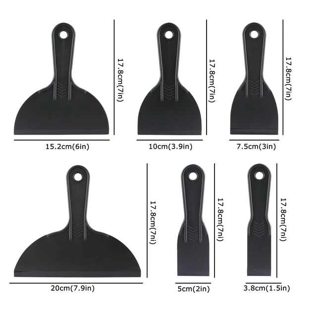 Alt view image 2 of 7 - 6 Pack Plastic Putty Knife, Non Scratch Scraper Tool for Spackling Paint | Flexible, No-Slip Grip, Easy Cleaning, Rust-Free, Lightweight, 1.5" 2" 3" 4" 6" and 8"