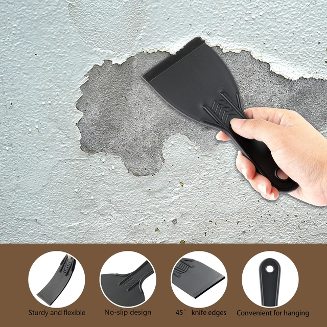 Alt view image 3 of 7 - 6 Pack Plastic Putty Knife, Non Scratch Scraper Tool for Spackling Paint | Flexible, No-Slip Grip, Easy Cleaning, Rust-Free, Lightweight, 1.5" 2" 3" 4" 6" and 8"