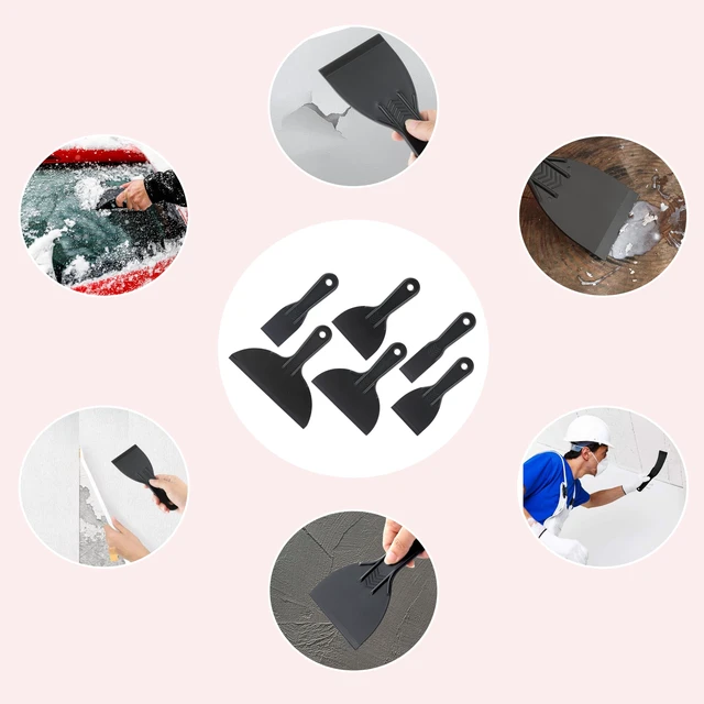 Alt view image 4 of 7 - 6 Pack Plastic Putty Knife, Non Scratch Scraper Tool for Spackling Paint | Flexible, No-Slip Grip, Easy Cleaning, Rust-Free, Lightweight, 1.5" 2" 3" 4" 6" and 8"