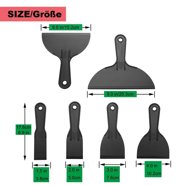 Alt view image 5 of 5 - 6 Pack Putty Knife, Flexible Plastic Paint Scraper Tool for Spackling | Putty Knife Set, Spreader, Spackle Tool, Plastic Putty Knife Scraper, Scraper Tool, Putty Scraper