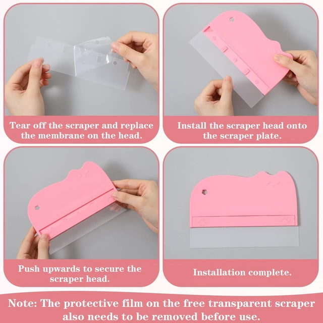 Alt view image 5 of 7 - 12Pcs Cake Scraper Smoother Scraper Set, Alisador de Acetato Para Pasteles - 2 Pink ABS+PVC Scrapers with 10 Transparent Blades for Baking and Decorating