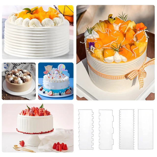 Alt view image 6 of 7 - 4 Pcs Cake Scraper Set Acrylic Cake Decorating Supplies Large Transparent Cake Smoother for Icing Perfect for Butter Cream Frosting with 7 Different Shapes Durable