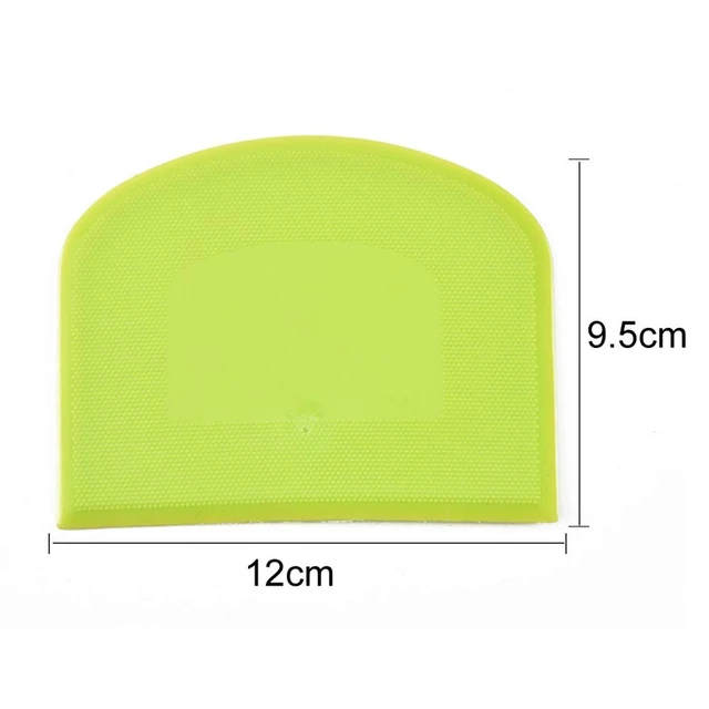 Alt view image 3 of 7 - 2 Pieces Dough Scraper Bowl Scraper Food-safe Plastic Dough Cutter Flexible Plastic Scraper Practical Bench Scraper Multipurpose Food Scrappers for Bread Dough Cake Fondant Icing, White, Green