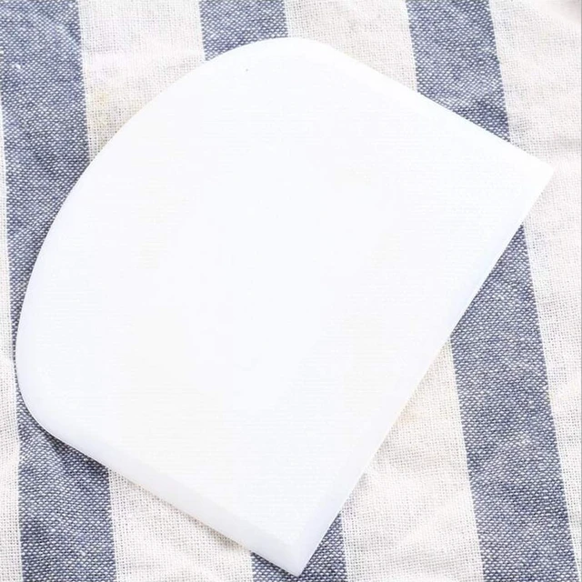 Alt view image 6 of 7 - 2 Pieces Dough Scraper Bowl Scraper Food-safe Plastic Dough Cutter Flexible Plastic Scraper Practical Bench Scraper Multipurpose Food Scrappers for Bread Dough Cake Fondant Icing, White, Green