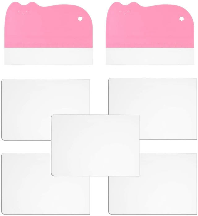 Main image of 7-Pack Cake Scraper Smoother with 5 Clear Scrapers | Fondant & Cake Arch Guide Tools for Icing Baking, Bakery Pastry Cream, Home Kitchen