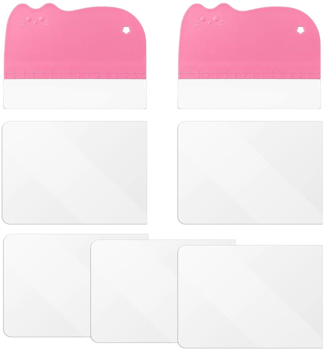 Main image of 2 Pcs Cake Scraper Smoother Included 5 Transparent Scrapers | Flexible Plastic Cake Scraper Tool Fondant Smoother for Icing Frosting Bakery Pastry Cake Decorating Tools