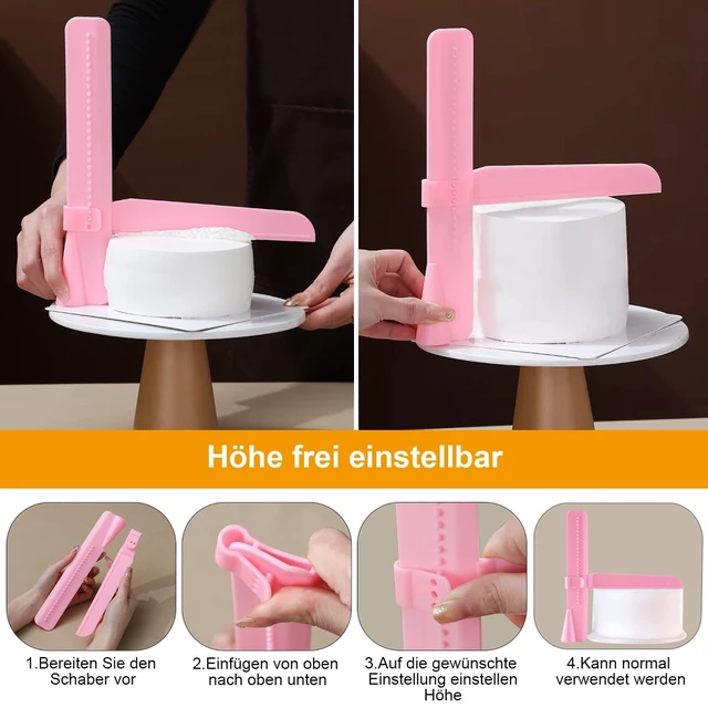 Alt view image 4 of 7 - 12 Pcs Adjustable Cake Smoother Set, Plastic Cake Decorating Tools Comb and Dough Scrapers for Baking Pastries (Pink)