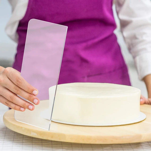 Alt view image 5 of 7 - 2 Pcs Clear Cake Scraper Acrylic Cake Smoother Scraper Large Icing Frosting Buttercream Edge Smoother for Kitchen Baking DIY Decorating Mousse Butter Cream Pastry(9 Inch)