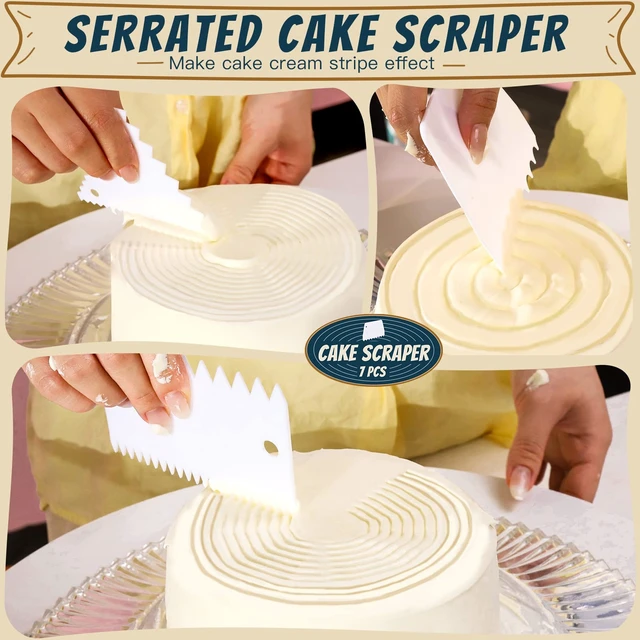 Alt view image 3 of 7 - Cake Scraper Cake Smoother, 7 Pcs Dough Scraper Bowl Scraper Cake Cutter Cake Spatula Bench Scraper Kitchen Plastic Scraper Tool Cake Decorating Kit