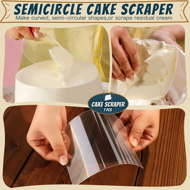 Alt view image 4 of 7 - Cake Scraper Cake Smoother, 7 Pcs Dough Scraper Bowl Scraper Cake Cutter Cake Spatula Bench Scraper Kitchen Plastic Scraper Tool Cake Decorating Kit