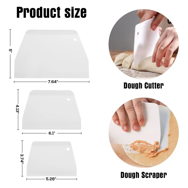 Alt view image 2 of 7 - Plastic Cake Scrapers and Smoother DIY Tools for Bread White, 3 Pcs | Dough Cutter Flexible Bench Scraper Multipurpose Scrappers for Dough Fondant Icing