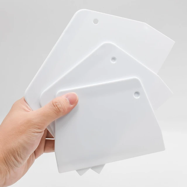 Alt view image 6 of 7 - Plastic Cake Scrapers and Smoother DIY Tools for Bread White, 3 Pcs | Dough Cutter Flexible Bench Scraper Multipurpose Scrappers for Dough Fondant Icing