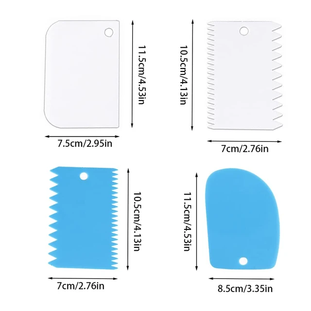 Alt view image 3 of 7 - Cake Smoother Scraper Dough Scraper Tools Set,Cake Icing Scraper Smoother,Reusable Bread Cream Pizza Cutter,Flexible Plastic Pastry Cutter,For Baking Cake Edge Stripe Decorating Comb(9Pcs,Multicolor)