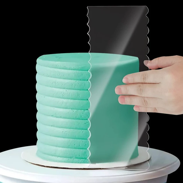 Alt view image 4 of 7 - 4 Pieces Large Clear Acrylic Cake Scraper Set Cakes Smoother Scraper Cake Stripes Edge Contour Comb for DIY Icing Frosting Buttercream Cream Decorating Kitchen Baking Tool Mousse Pastry Cutter