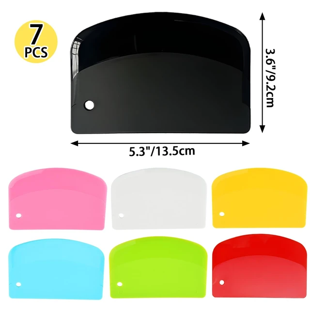 Alt view image 2 of 6 - 7PCS Dough Scraper, Plastic Bench Bowl Scraper for Baking, Cake, Bread | Multipurpose, for Kitchen, Pizza, Pastry