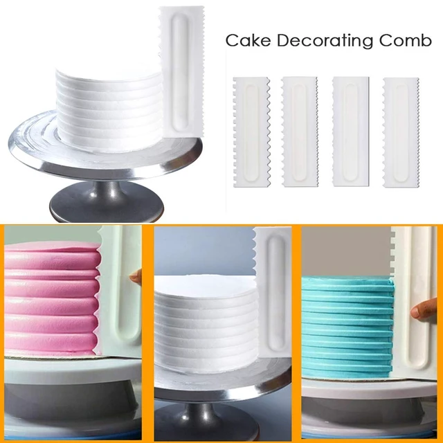 Alt view image 3 of 7 - 4 Pcs/set Cake Scraper Decorating Plastic Sawtooth Comb Mousse Butter Cream Cake Edge Tools Plastic Sawtooth Cake Icing Smoother Kitchen Baking Cake Edge DIY Tool