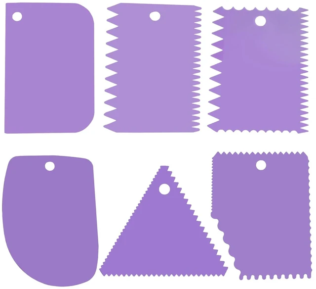 Main image of 6pcs Cake Scraper Decorating Comb and Icing Smoother Reusable Bread Cream Pizza Cutter-Purple